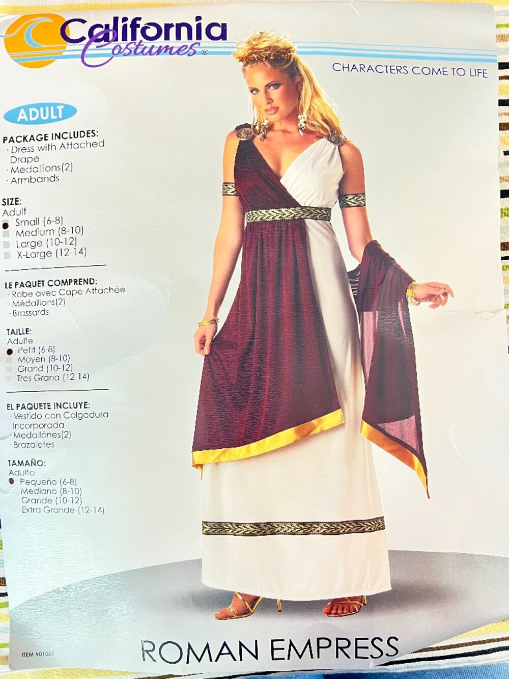 Roman Empress Costume Women's Size Small (6-8) California Costumes NEW